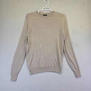 Grand Frank Stockholm Sweater Men XL Beige Wool Blend Preppy Academia Italy Made